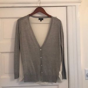 Topshop Grey & White Button Up Collegiate Sweater